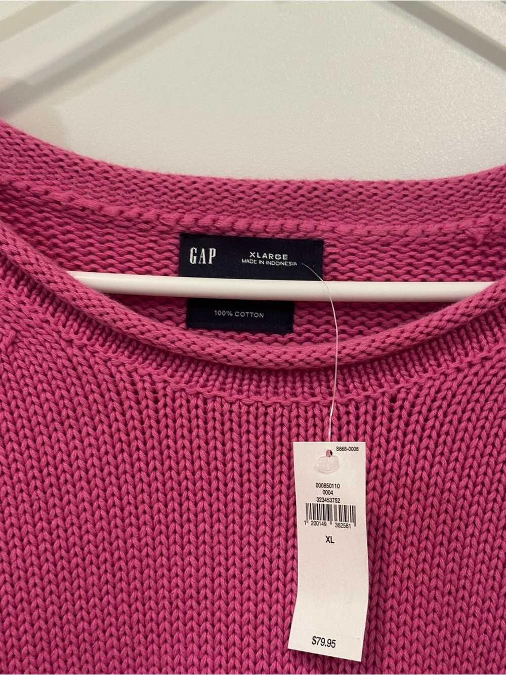 NWT GAP Women's Crewneck Cotton Sweater - Bright Pink